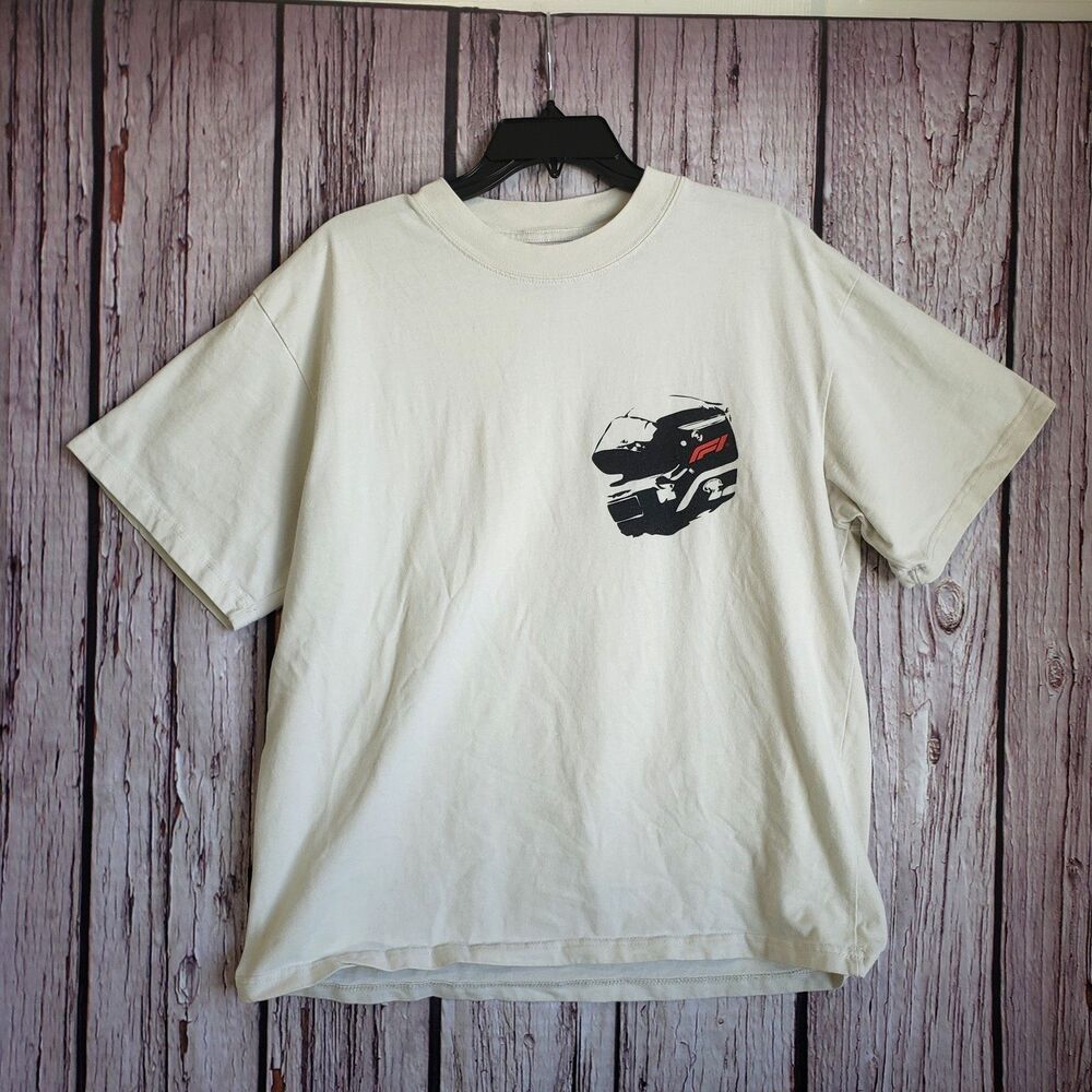 Formula1 Pacsun Medium T-Shirt Raing Helmet White Short Sleeves Mens